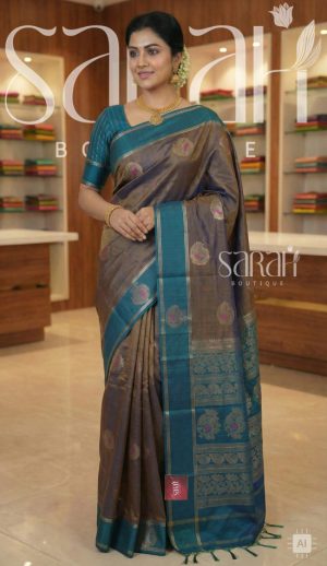 green silk saree