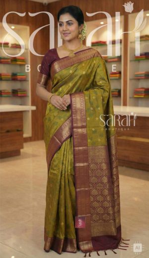 brown silk saree