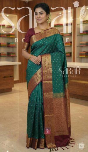 blue zari pattern saree